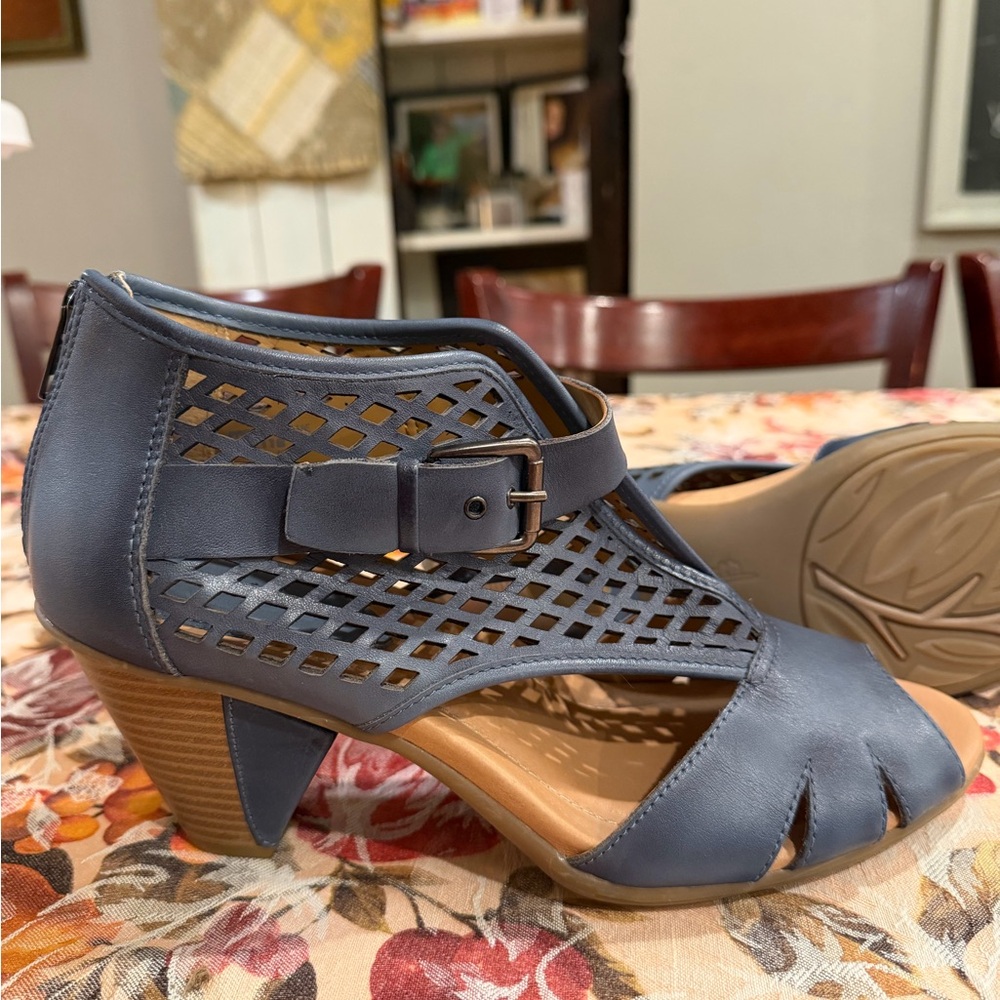 Earth Blue Cutout Heeled Sandals